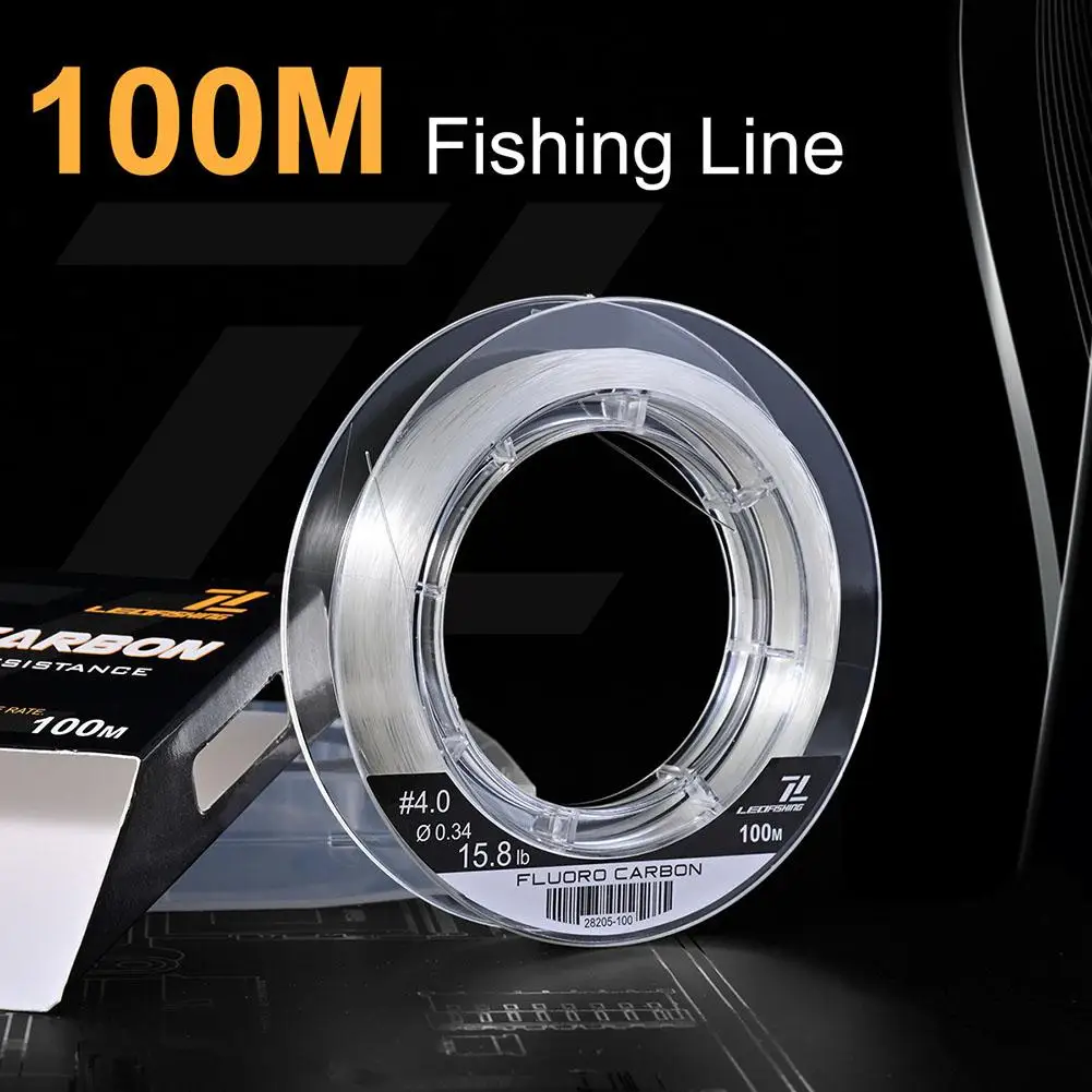 

100% Fluorocarbon Pure Leader Material Fishing Line Abrasion-Resistant Fast-Sinking Virtually Invisible 100M Fishing Wire