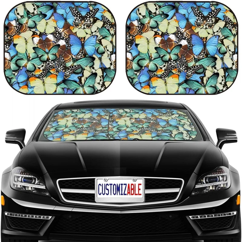 

Butterflies Seamless Tile Texture Car Sun Shade Windshield Sunshade Universal Fit 2 Pack Block Sun Glare UV and Heat Protect Car