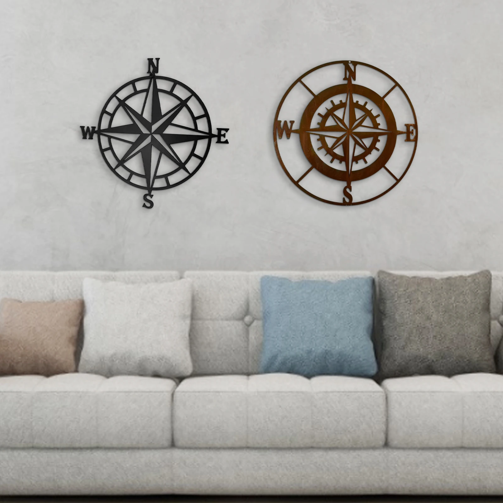 

Metal Compass Wall Decorations Distressed Metal Compass Pendant Retro Style History Compass Sign For Garden Interior Decor Beach