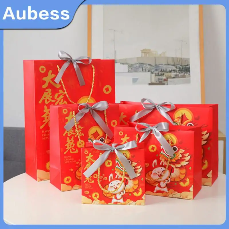 

Delicate Red Pouch Snack Candy Packaging With Ribbon Gift Bags Chinese Red Chinese New Year Surprise Red Bag Lucky Bags Tote Bag