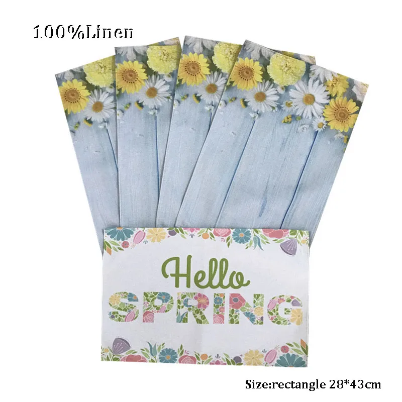 

Popular Linen spring printed table place mat pad Cloth dish placemat cup party tea coaster Napkin doily kitchen Accessories