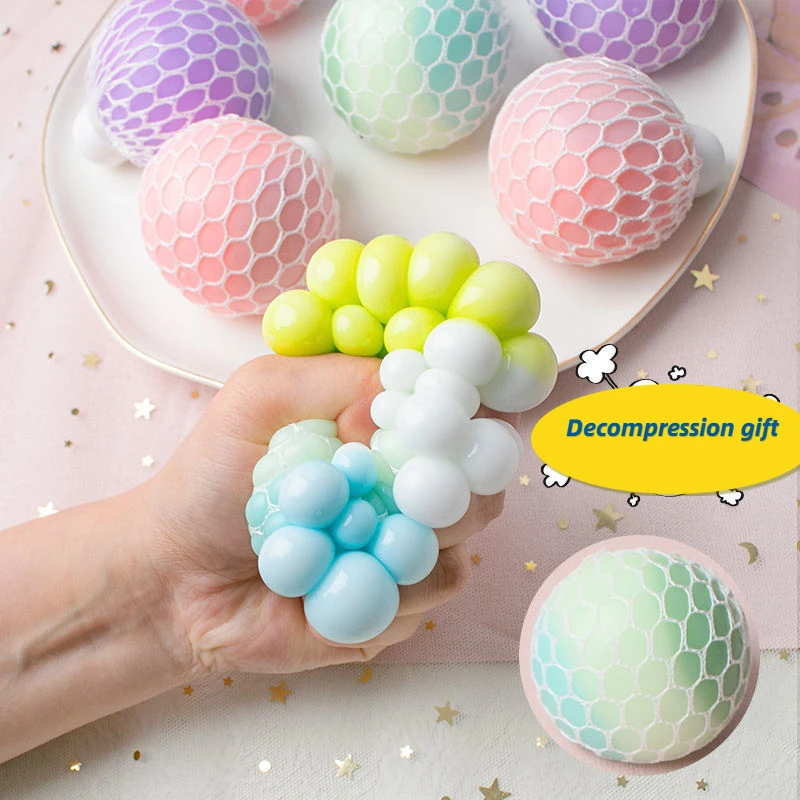 

Explosions Decompression Vent Tri-color Grape Balls Soft Squeeze Beads Pinch Toys Small Gifts For Children And Students Gadget