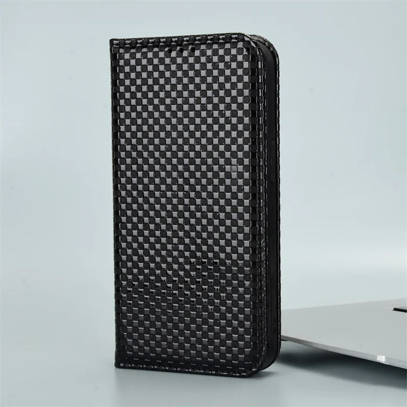 

Suitable For Infinix Hot 12 foreign version groove Pearlescent plaid magnetic phone case for Infinix X6817 leather case