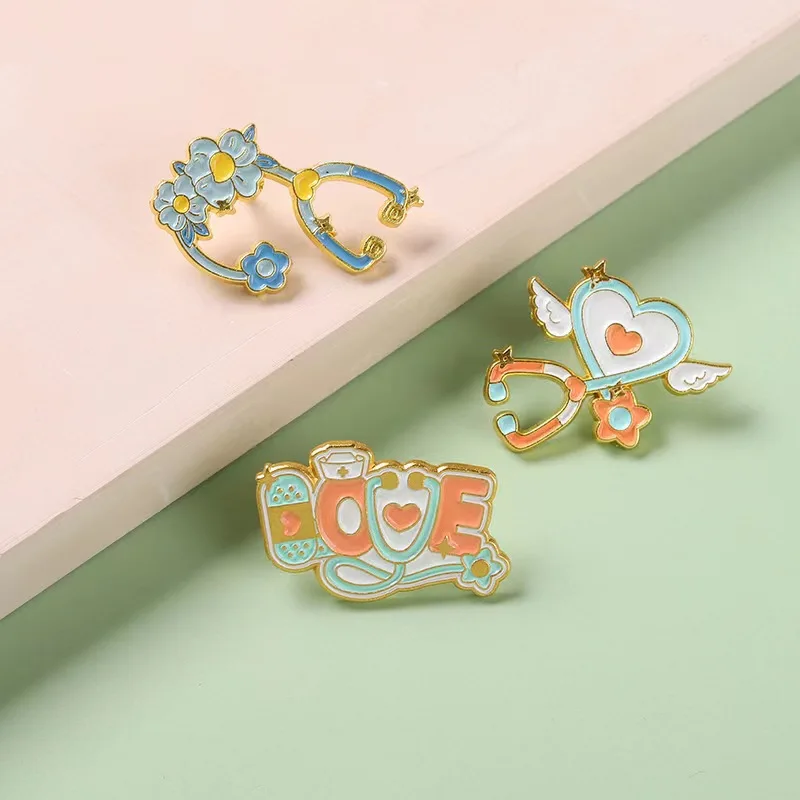 Броши с цветными крыльями для врачей стетоскоп лацкан цветок значок кормления