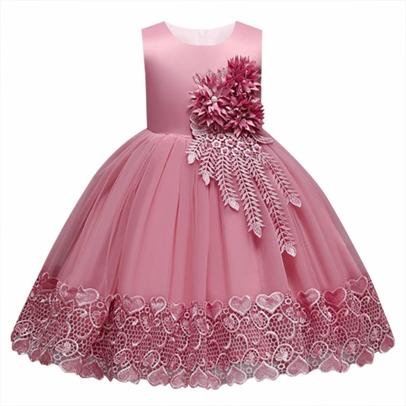 new Girls party dress for flower petal princess dress flower girl wedding dress children dance fluffy dress Girl's clothes