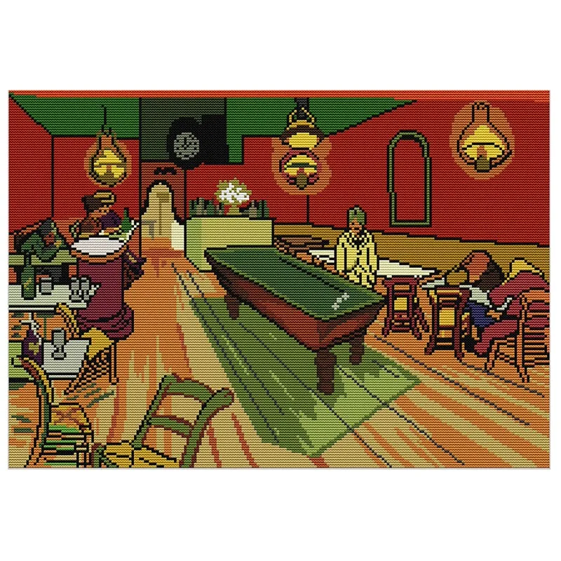 

Стартовые наборы для вышивки для начинающих, наборы для вышивки крестиком, Наборы для творчества, тканевые ремесленные узоры-Ночное кафе