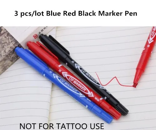 

3 PCS Marker Pens Skin Marker Pen Scribe Tool permanent Tattoo Supplies Good Waterproof Ink Thin Nib Crude Nib New Portable