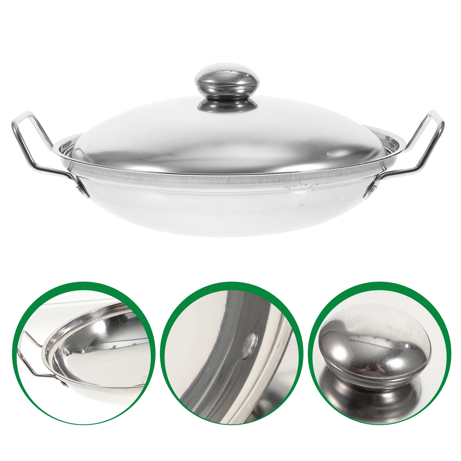 

Pot Pan Wok Cooking Hot Stove Stainless Steel Gas Fry Stir Kitchen Soup Sauce Pasta Noodle Omelette Cooker Frying Cookware