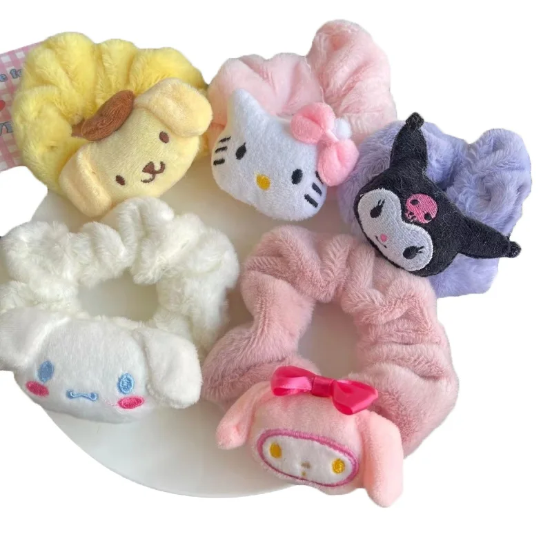 

Sanrio Characters Doll Cute Plush Scrunchie Melody Hair Ties Accessories Cute Kuromi Girls Gift Pretend Play Beauty Fashion Toy