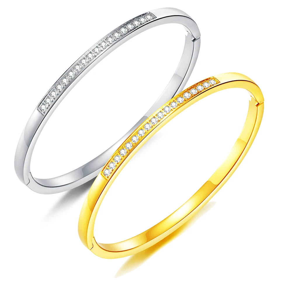 New fashion ladies jewelry niche design French stainless steel vacuum plating inlaid white zirconia birthday gift does not fade