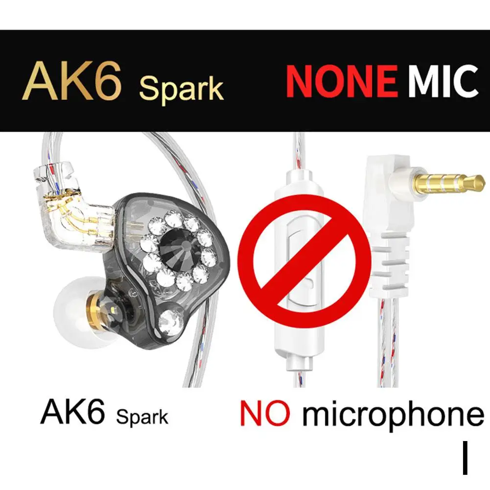 Наушники-вкладыши QKZ AK6 Spark Hi-Fi игровые проводные наушники с микрофоном 3 5 мм и