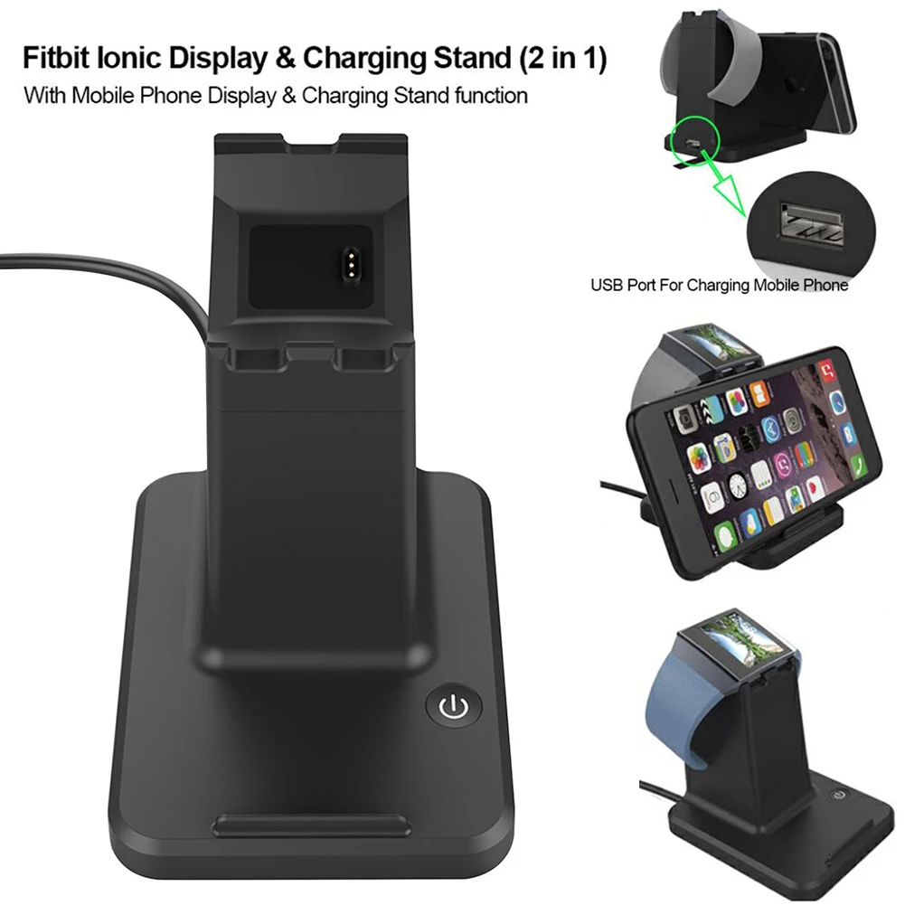 

For Fitbit Ionic Smart Accessories New 2 In 1 Cellphone Charger Smart Watch Magnetic Suction Wireless Charger Adapter