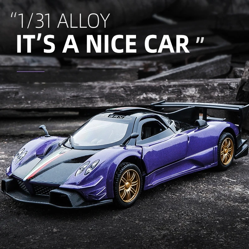 

Модель автомобиля Pagani Huayra из сплава в масштабе 1:31, модель автомобиля под давлением, модель со звуком и фотомагнитом, коллекция игрушек, подарок для детей