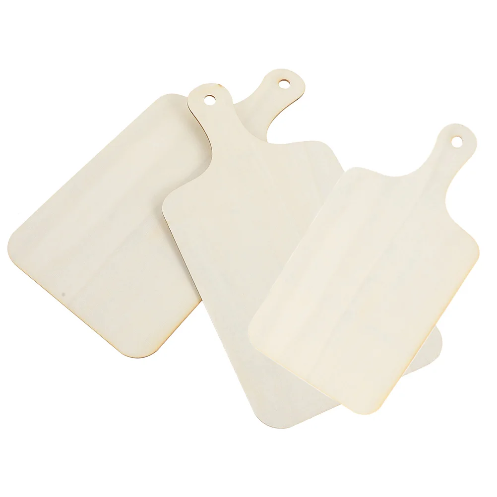 

3pcs Mini Bread Board with Handle Wooden Cake Board DIY Blank Cutting Board