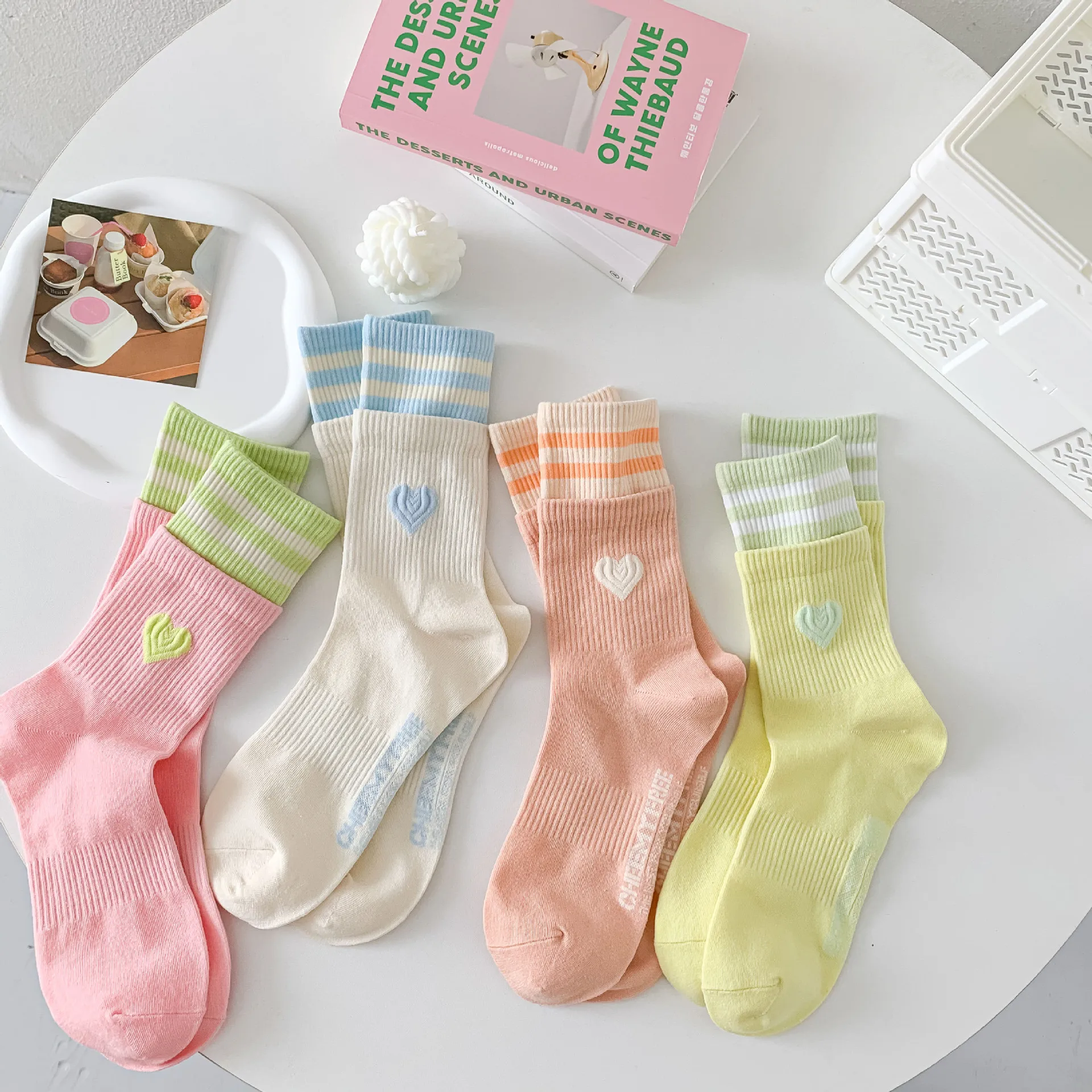 

Socks Women's Mid-tube Socks Striped Socks College Wind Pile Pile Socks High Top Ins Splicing Socks Long Tube Zhuji Socks
