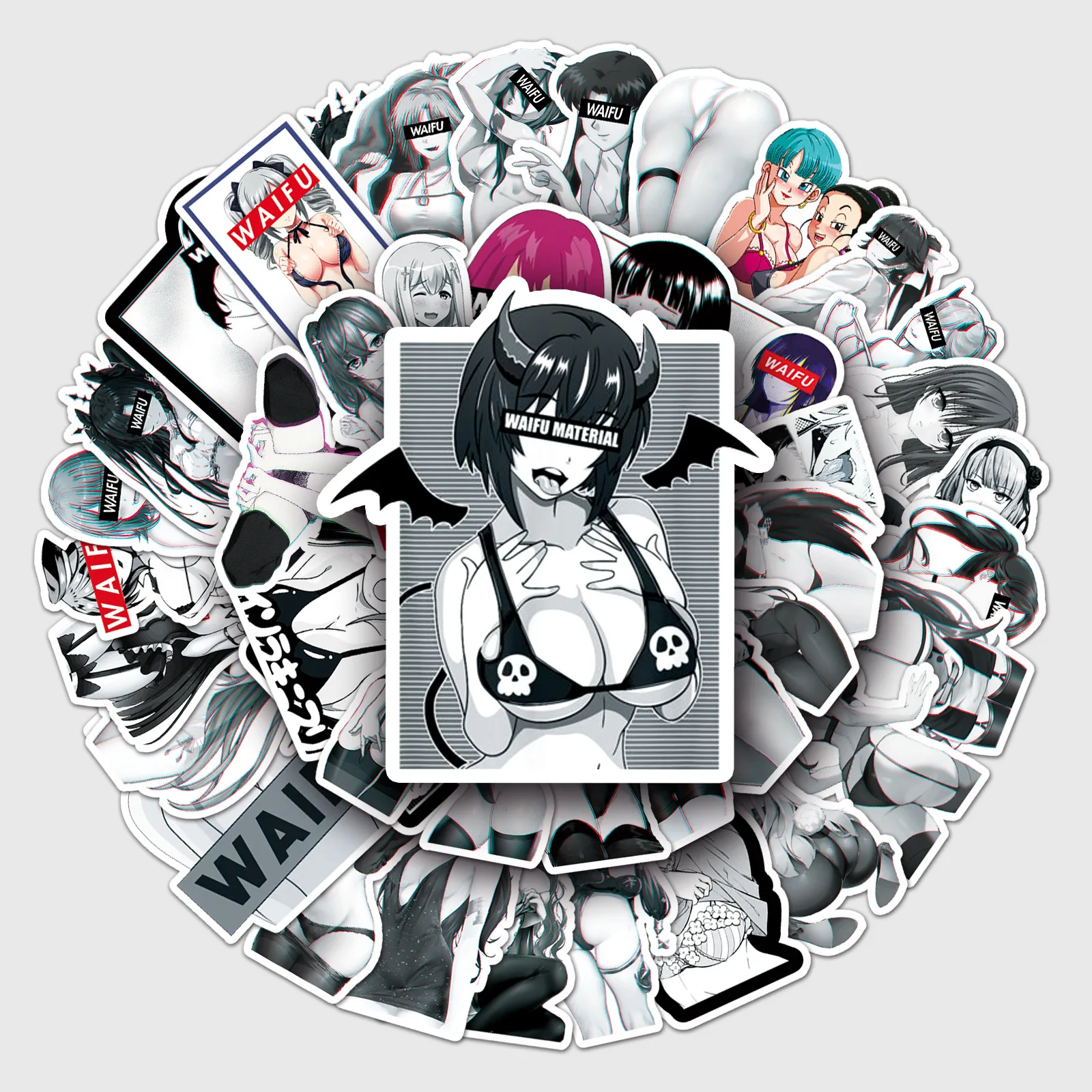 

50PCS Waifu Girl Sexy Exposed Personality Graffiti Skateboard Phone Case Luggage Waterproof Sticker