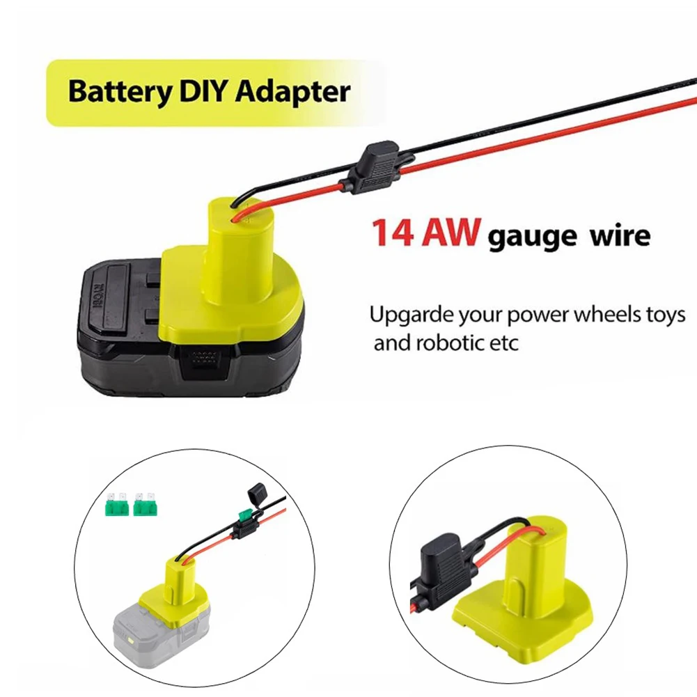 

14 AWG провод DIY преобразователь колеса питания с 30A предохранителем для Ryobi 18V Li-Ion RB18L50 BPL1820 фоторазъем адаптера батареи