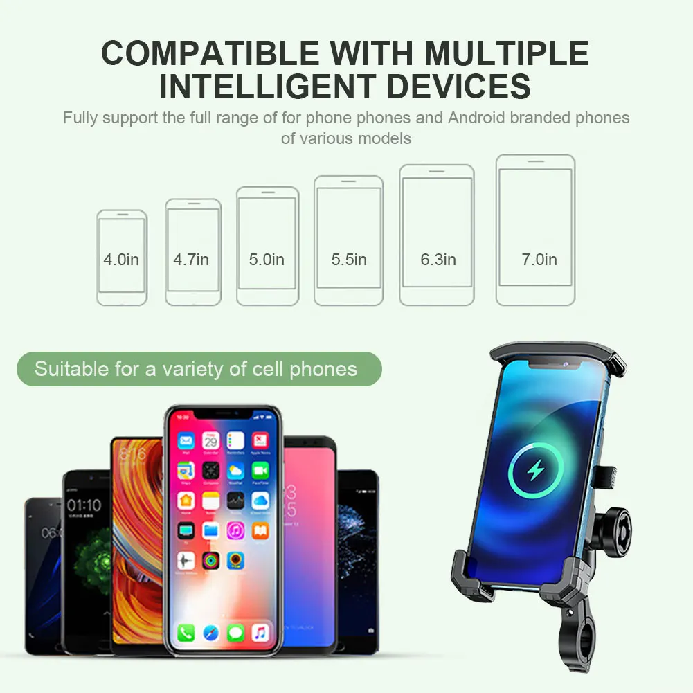 

15W Wireless Charger Mobile Phone Bracket Anti-theft Smartphone Stand PD QC3.0 Motorbike Phone Support 12V for 4.0-7.0Inch Phone