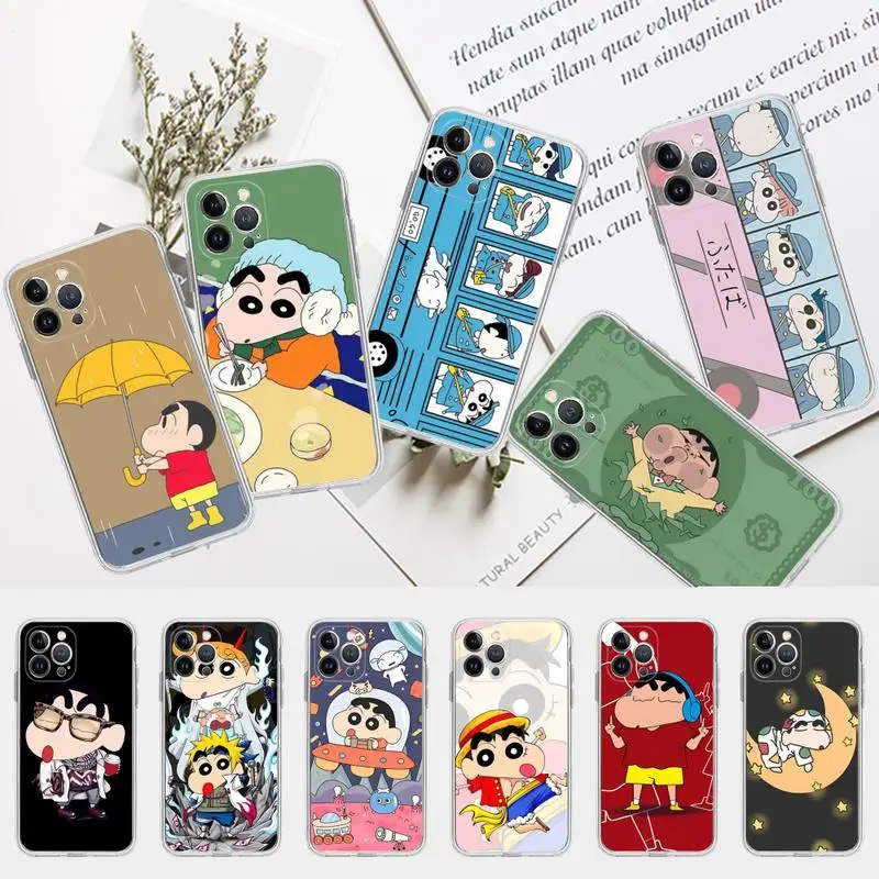 

BANDAI Crayon Shin-chan Phone Case for iPhone 13 12 mini 11 pro Xs max Xr X 8 7 6 6s Plus 5s cover