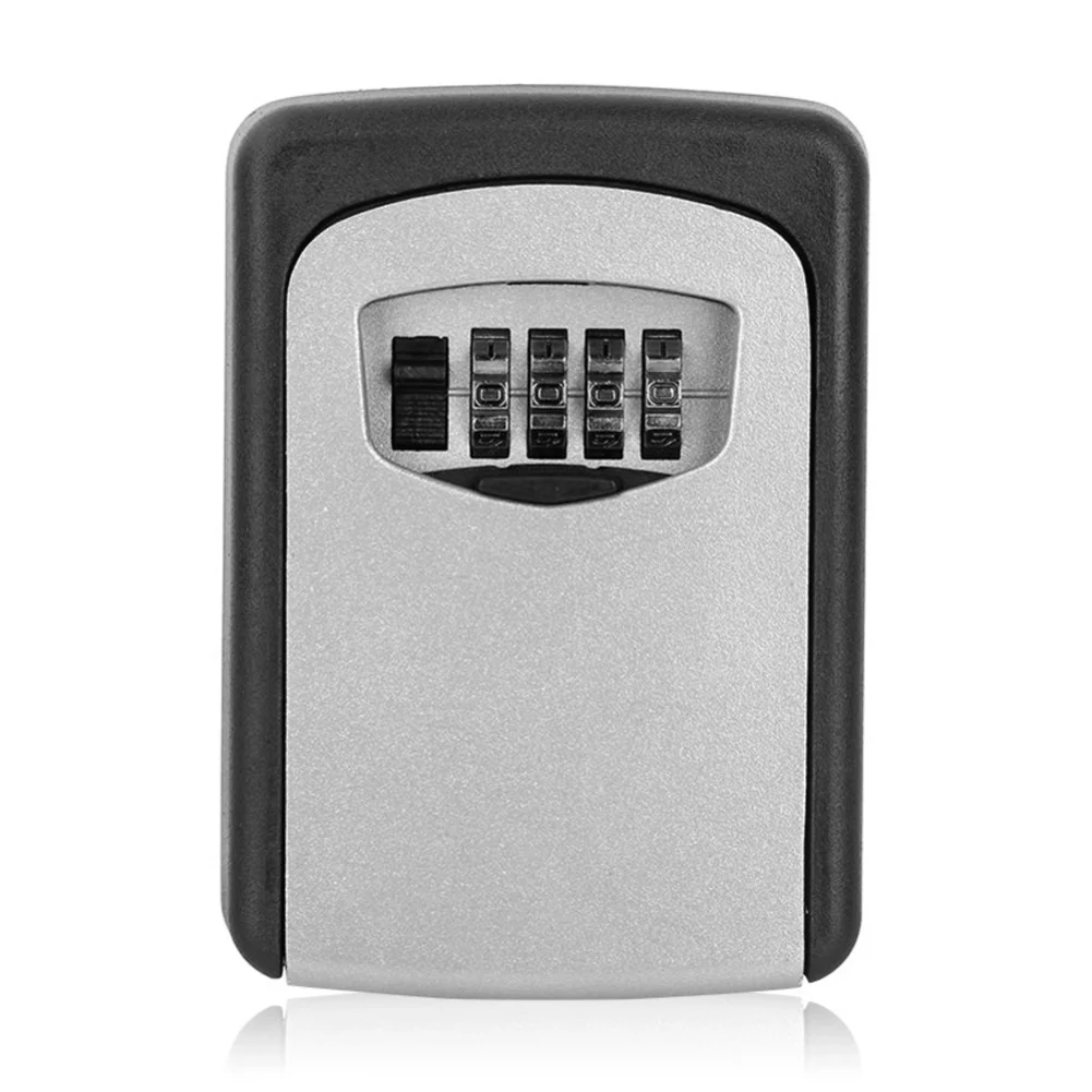 

Password Padlock Storage Box Safe Outdoor With 4 Digit Combination Lock Aluminium Alloy Durable Keybox Wall Mounted