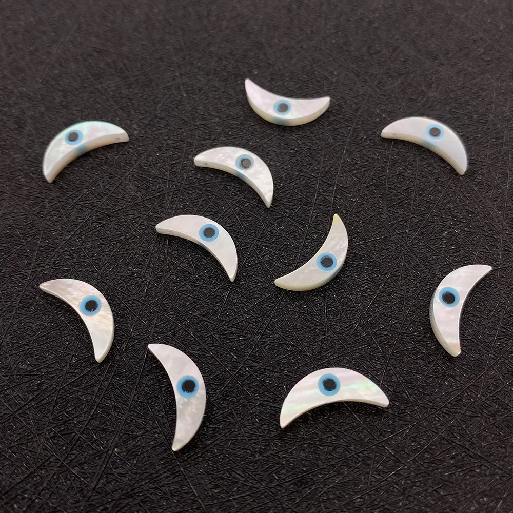 

Natural Seawater Shell Beads Blue Greek Evil Eye Charms for Jewelry DIY Making Necklace Bracelet Turkish Eye Moon Accessories