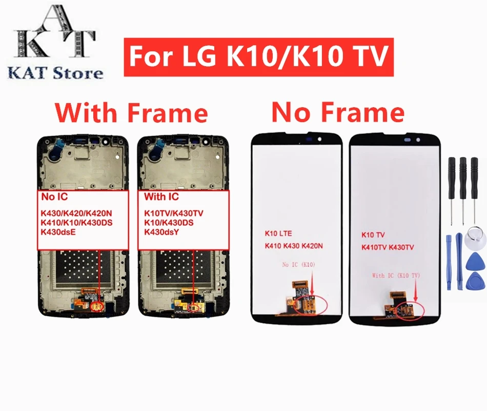 

Сенсорный дисплей KAT 5,3 дюйма для LG K10 TV LTE 2016 K410 K420 K420N, ЖК-дигитайзер в сборе с рамкой, лучшее послепродажное обслуживание
