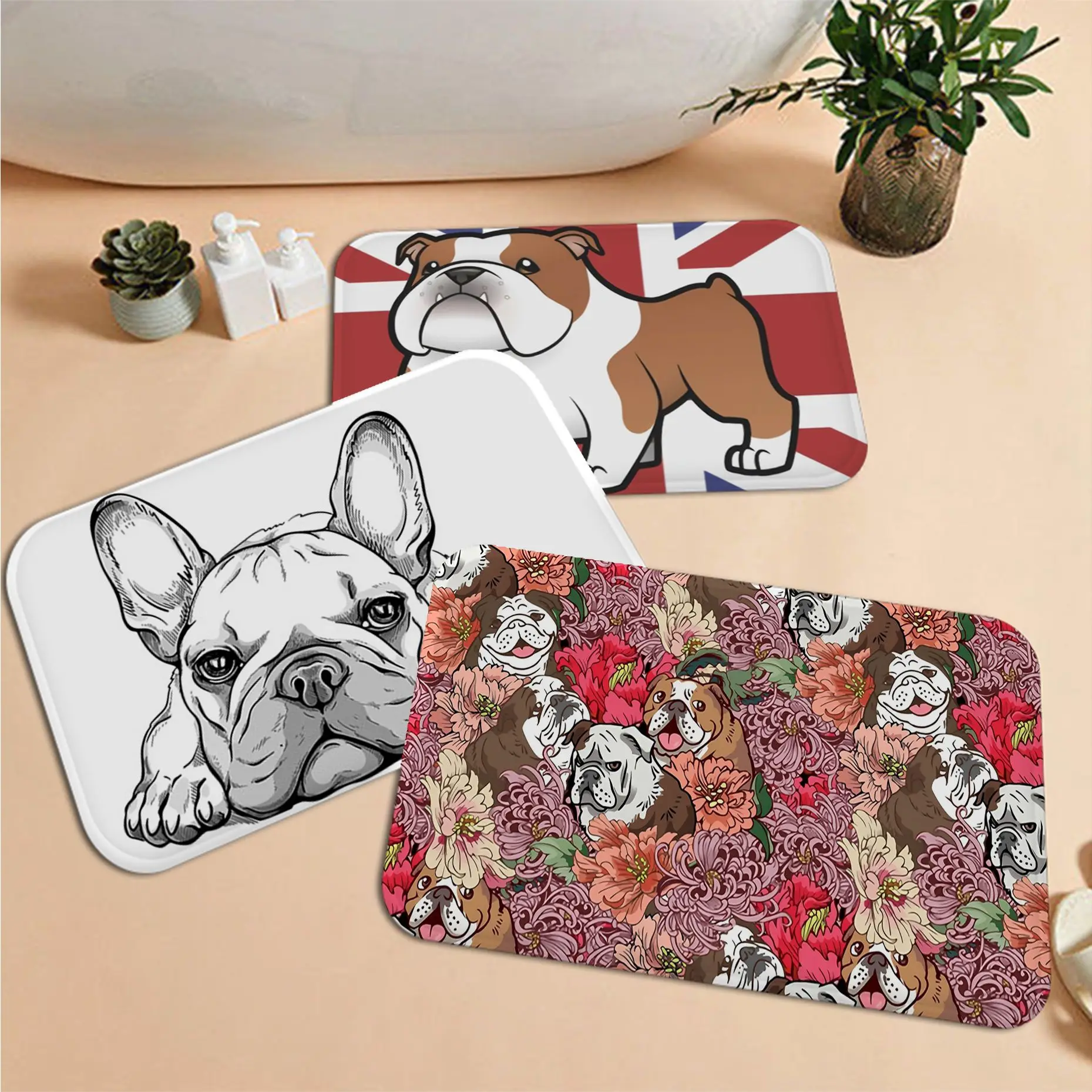 

French Bulldog Frenchie Dog Door Mat Cheaper Anti-slip Modern Living Room Balcony Printed Alfombra
