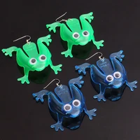 funny colorful big frog transparent acrylic pendant earrings punk fashion animals drop earrings exaggerated jewelry for women