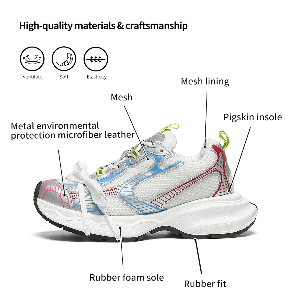 SOMILISS Women Platform Chunky Sneakers Microfiber Leather Mesh Patchwork Spring Summer Ladies Fashion Designer Casual Shoes