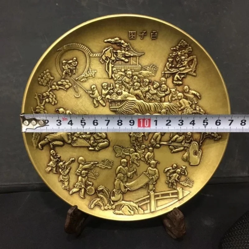 Antique Bronze Collection Pure Copper Snuff Bottles with Pictures inside Platter Plate Decoration Home