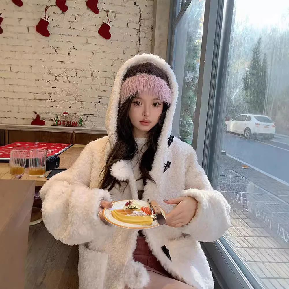 Тедди бычьего рога 24 осень/зима новое шерстяное пальто из овечьей шерсти с