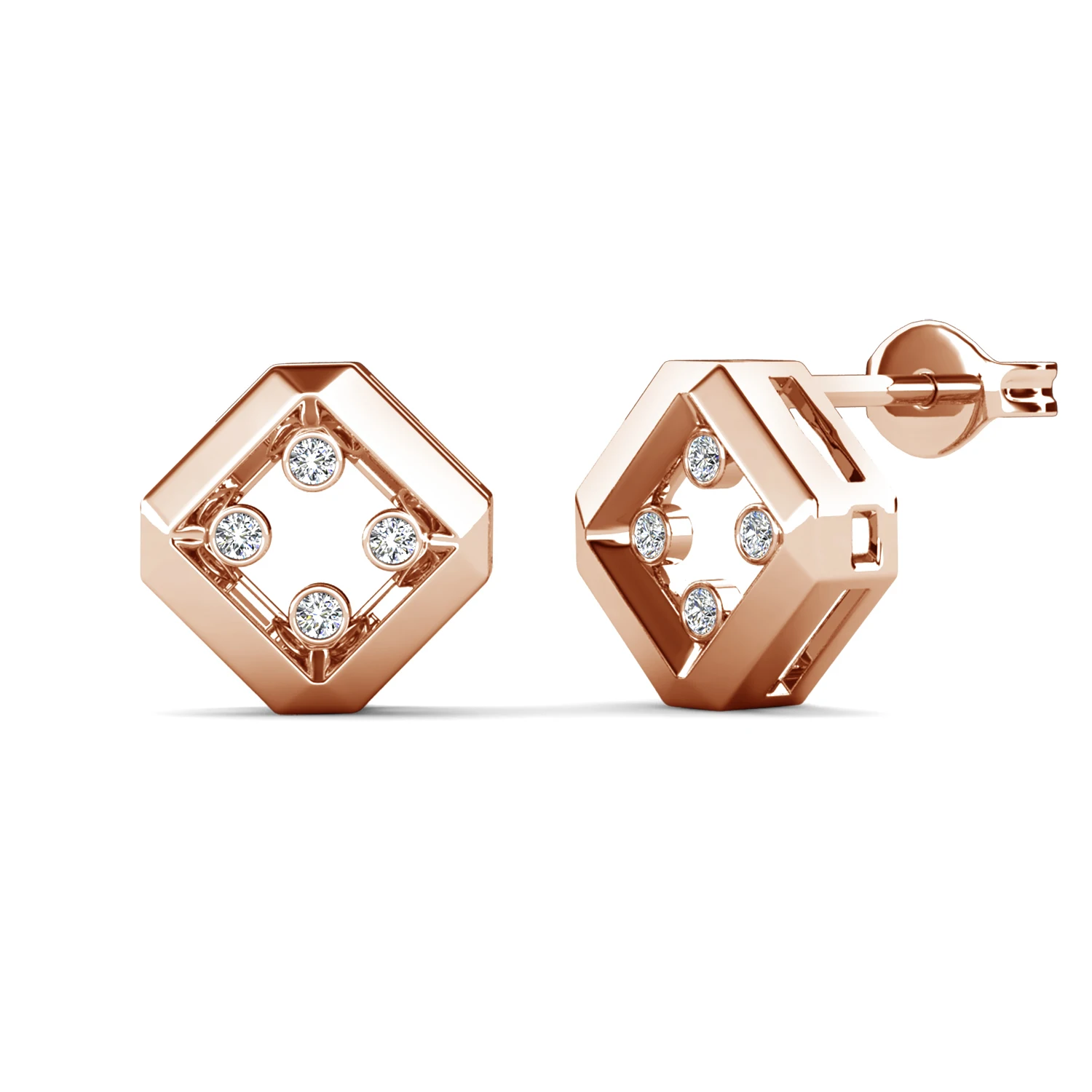 Фото Daisini Серьги-гвоздики с шестигранными кристаллами Сваровски, медные модные украшения, женские модные аксессуары, повседневная одежда, подарок на вечеринку №3