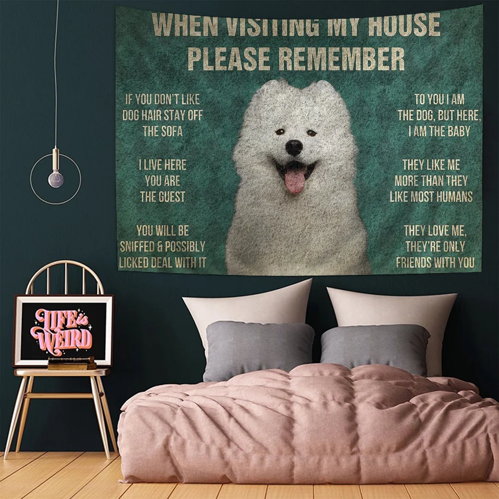 Пожалуйста помни Правила дома собак большой настенный гобелен с принтом
