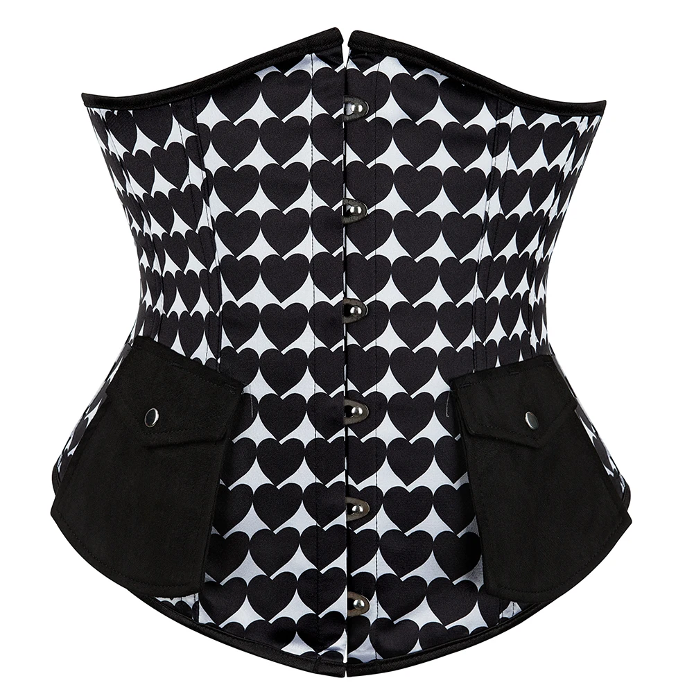 Underbust Corset Bustier for Women Top Heart Print Sexy Waist Cincher Gothic Lingerie Vintage Shape Body Belt Plus Size Gorset