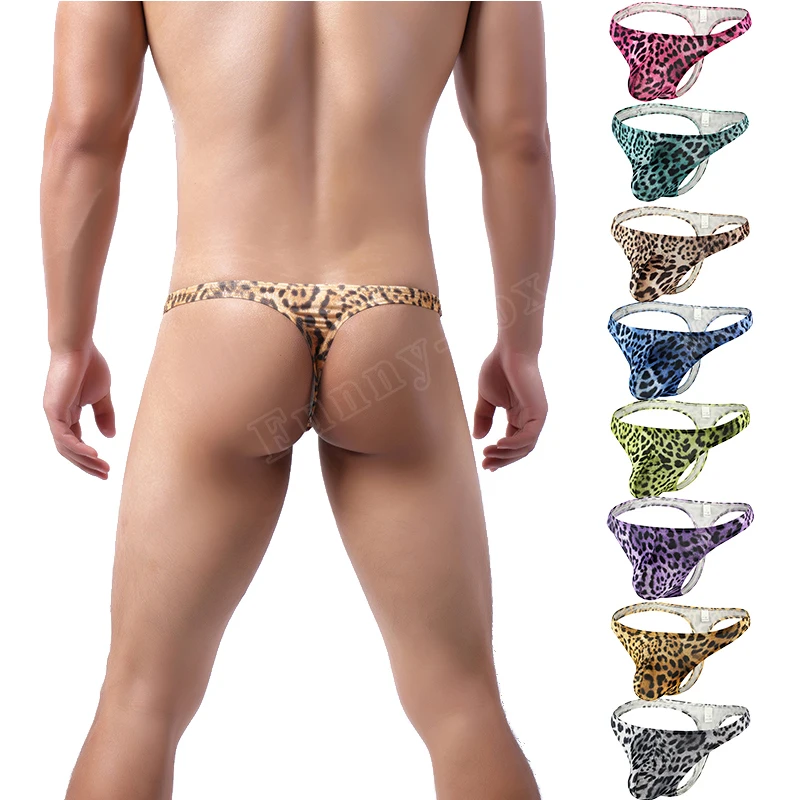 

Sexy Leopard Print Men's G-strings Foreign Trade Men's Underwear Low Waist Nylon Comfortable Breathable Boys Big Bag U Convex