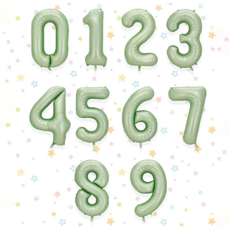

40inch Big Foil Birthday Balloons Olive Green Number Balloon 0-9 Heart Birthday Wedding Party Decorations Shower Large Figures