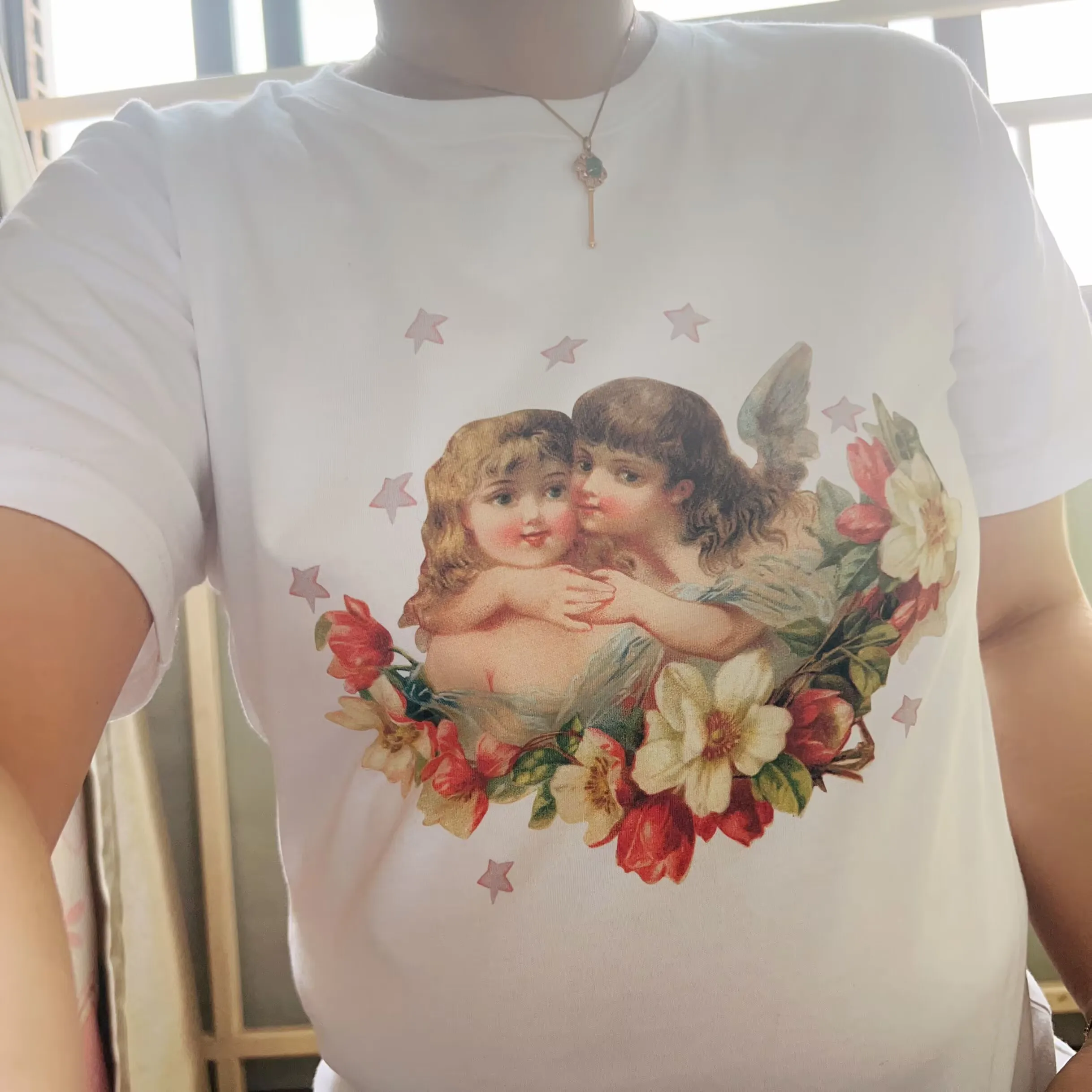 

Cherub Hugs Angels Funny T shirt For Women Funny T Shirt Fashion tshirt women tops tees short sleeve Women t-shirt