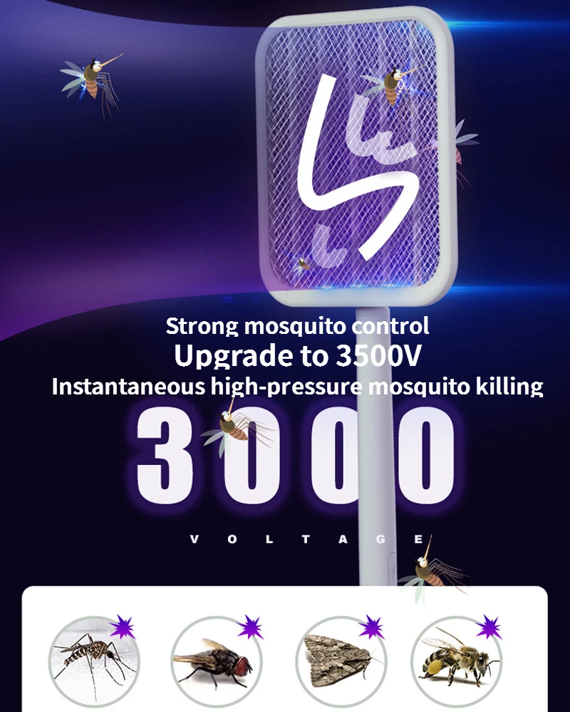 Складная телескопическая лампа-ловушка для комаров 2 в 1