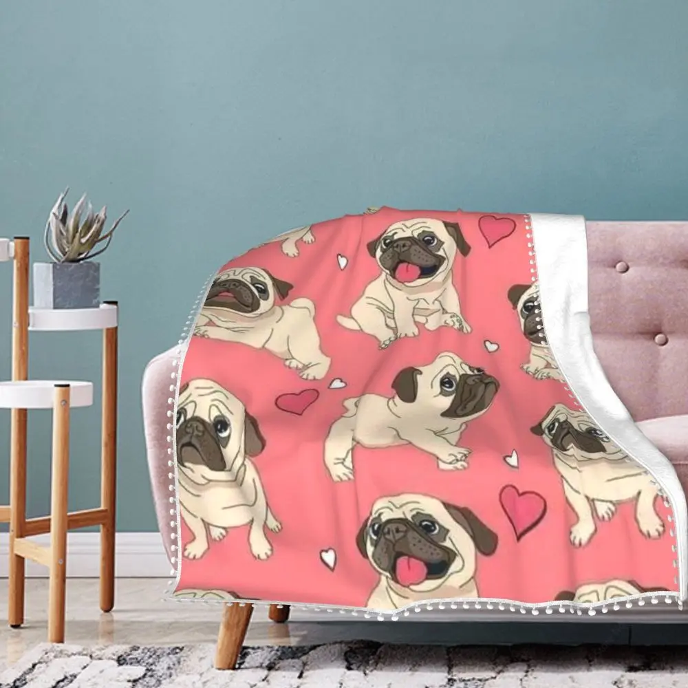 

Funny Shar Pei Cartoon Fleece Pink Blankets 3D Printed Wearable Soft Blanket Gift for Women Children Throw Blanket Drop Shippng