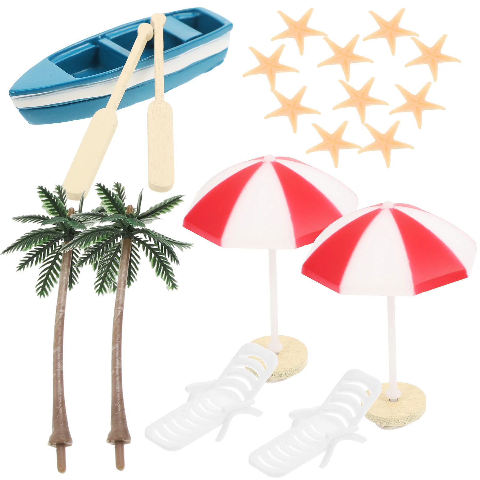 

Beach Mini Decoration Miniature Boat Tiny Ornament Accessories Umbrella Crafts Palm Tree Cake Decorations Top Hat