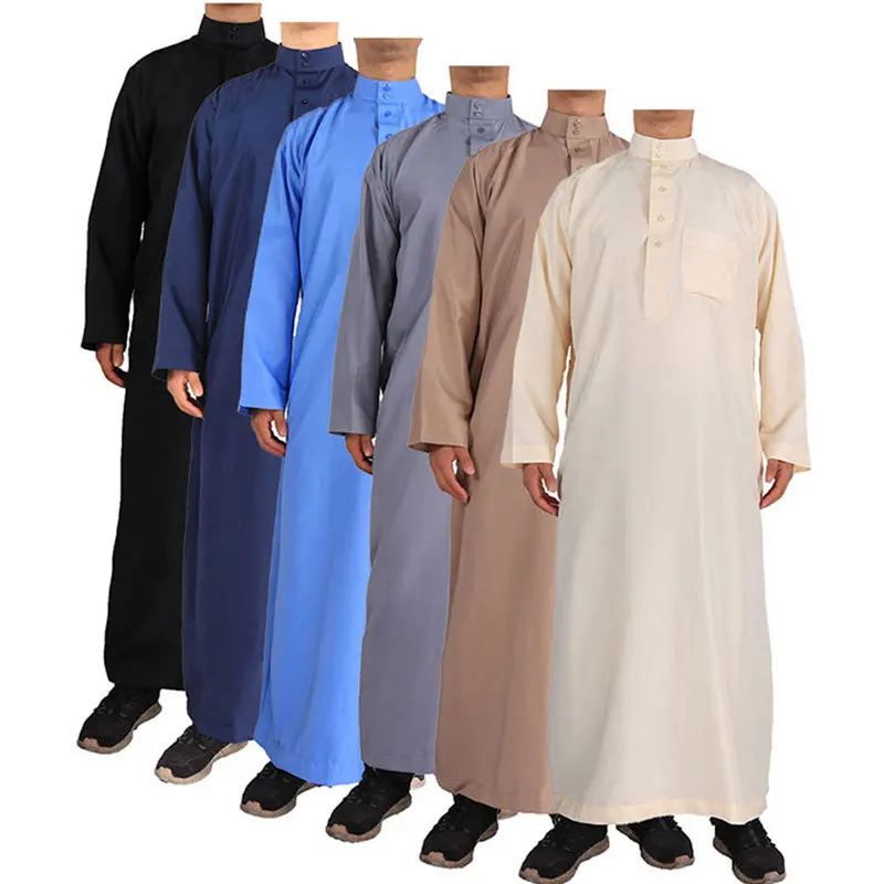 

Muslim Men Clothing Islam Dress Fashion Caftan Black Thobe Saudi Arabia Kaftan Abaya Turkey Dubai Luxury Robe Pakistan Moroccan