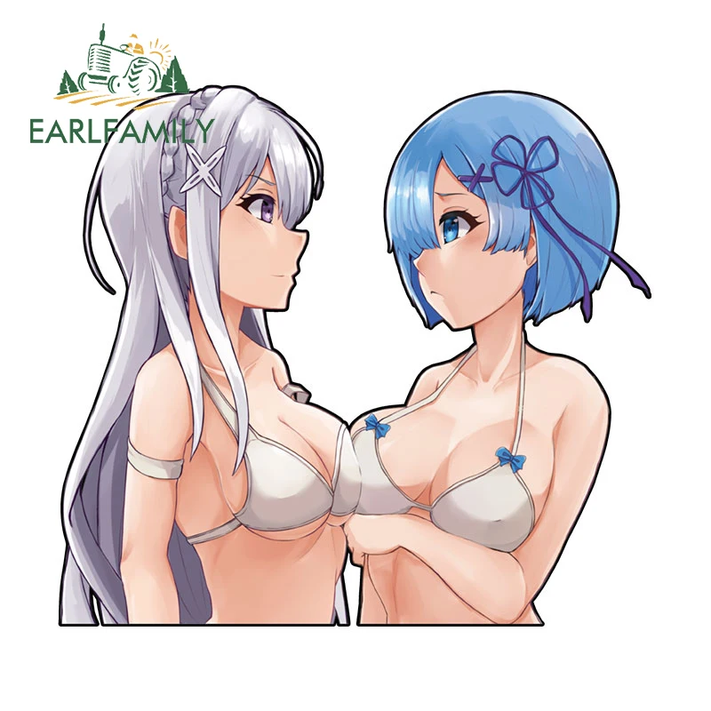 EARLFAMILY 13 см x 11,8 см для ReZero Rem Emilia автомобильные наклейки аниме ноутбук окна искусственные наклейки Campervan