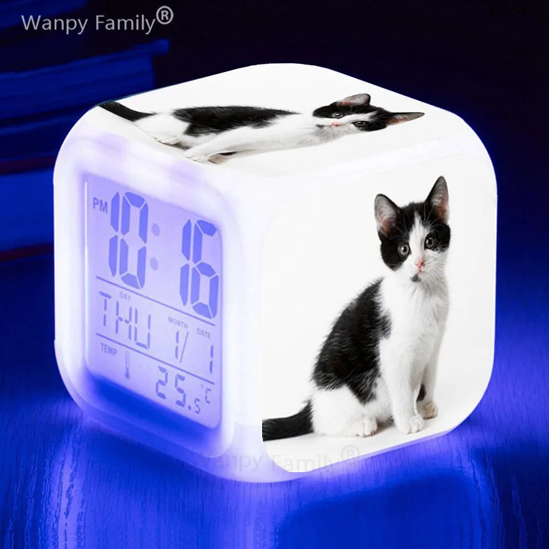Pet Cat Boys Girls Gifts Student Bedroom Wake Up Timer Portable Desk Clock