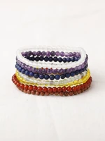oaiite 7 pcs 4 mm energy stretch bracelet natural amethyst bracelet for women men meditation yoga bangle summer fashion jewelry