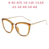 anti blue light cat eye diopter glasses women metal transparent tea frame nearsighted eyeglasses female 0 0 5 0 75 to 6 0
