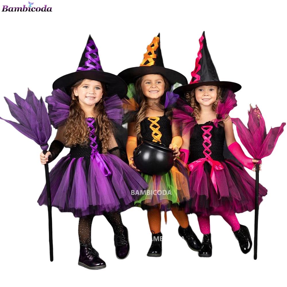 

2022 Halloween Costume for Kids Girls Tutu Dress Halloween Cosplay Witch Costume for Kids Children Christmas Party Dress Disfraz