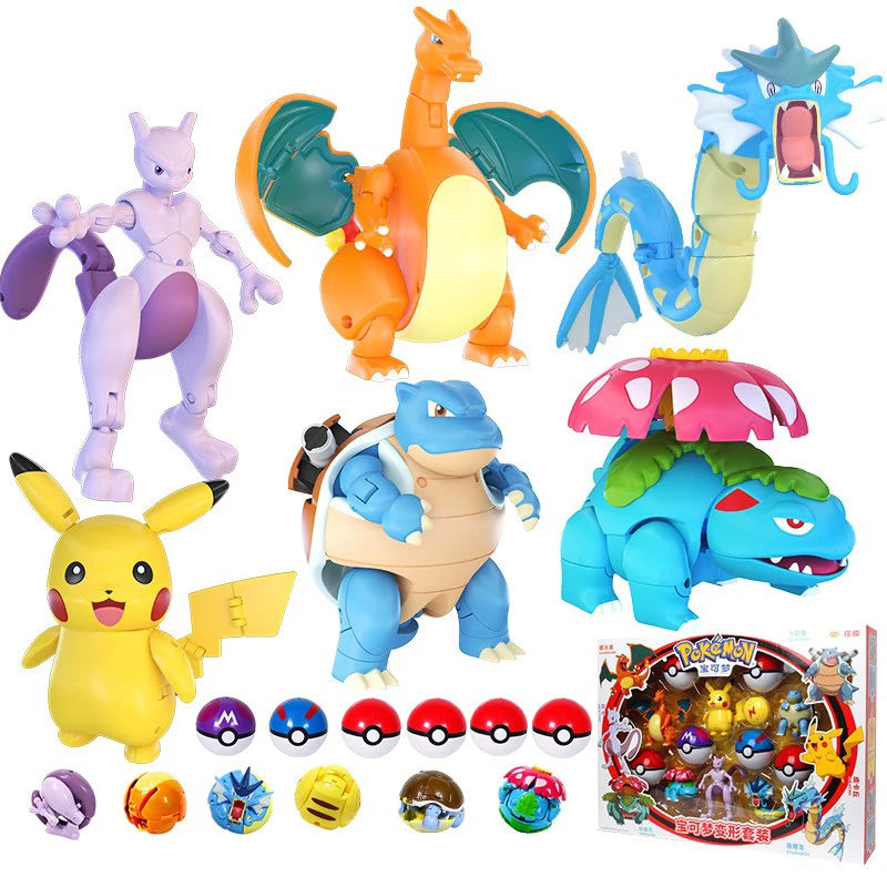 

Pokemon Pokeball Pikachu Charizard Blastoise Psyduck Pokémon Anime Action Figures Model Doll Birthday Gift for Children