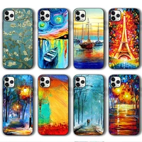 oil painting fundas phone case for iphone 13 11 12 pro max mini 7 8 6 6s plus cover for iphone xr x xs se 2020 silicone bumper