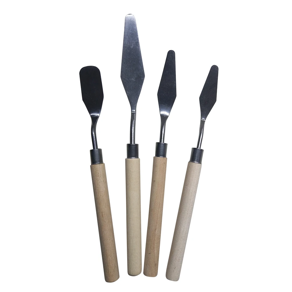 

4pcs Scraper Spatula Stainless Steel Professional Palette Set Watercolor Student Supplies Oil Painting Tools For Artist