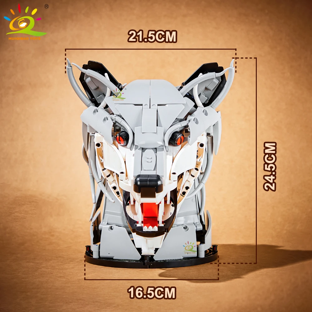 Творческая модель HUIQIBAO MOC: Волк олень Орел голова строительные блоки подвеска в